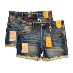 Hippie Girl Midi Denim Shorts Regular Rise Super Soft Stretch Jean Shorts BUNDLE